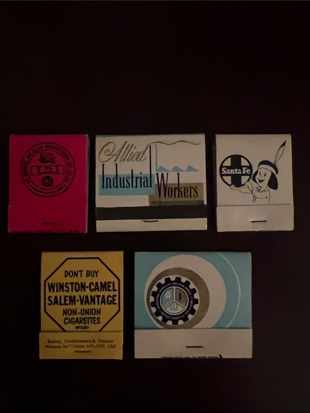 Vintage Matchbook Collection - Railroad & Union Protest Designs (5)
